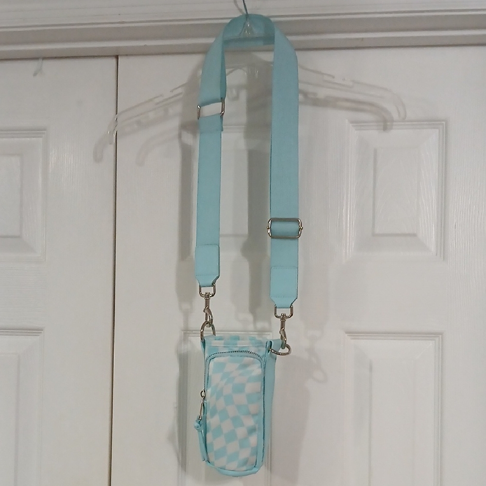 Light Blue Checkered Crossbody Bag